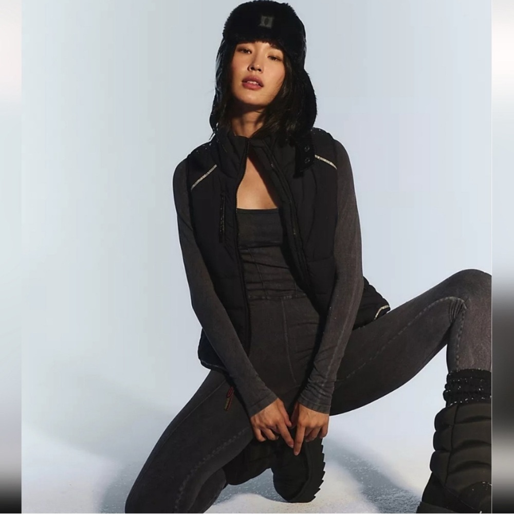 FP Movement NWT Good Karma Corset Long Sleeve Onesie Med/Large Washed Black